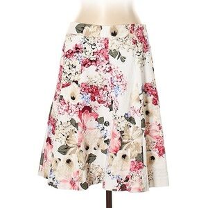 White House Black Market Cream A-Line Midi Skirt Resort Wear
